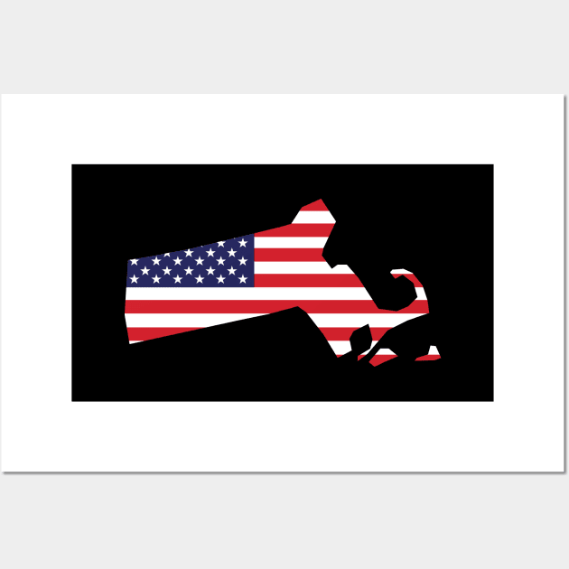 Massachusetts State Shape Flag Background Wall Art by anonopinion